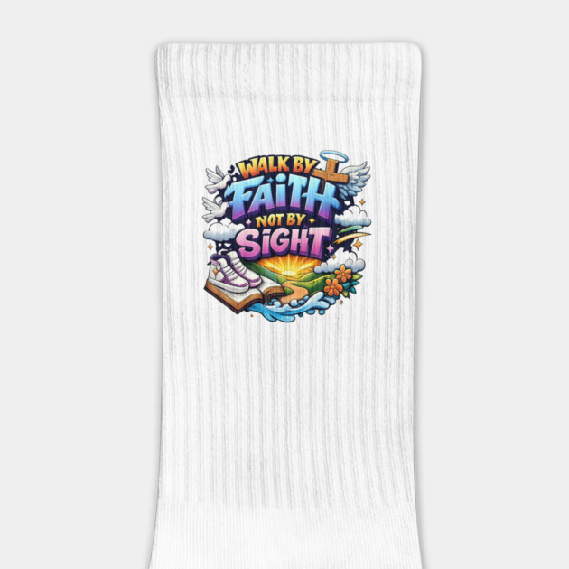 Walk by Faith Not by Sight Christian Typography Art | Inspirational Faith Quote Design by Anne Lee