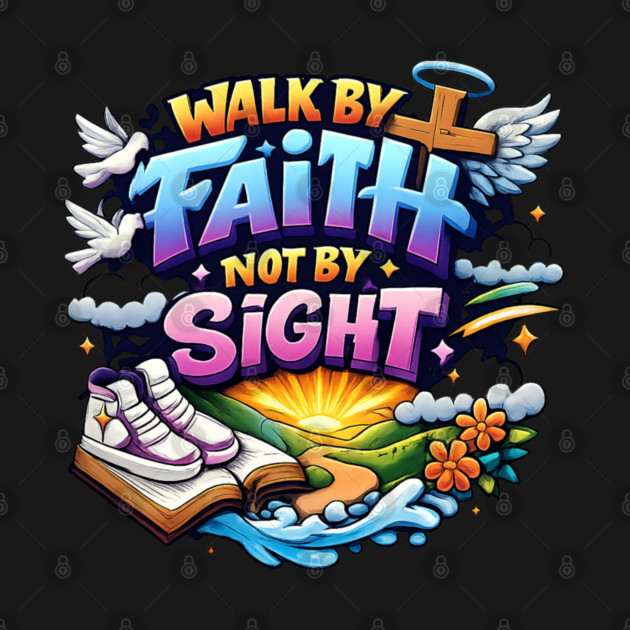 Walk by Faith Not by Sight Christian Typography Art | Inspirational Faith Quote Design by Anne Lee