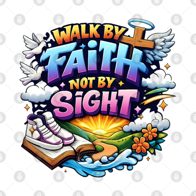 Walk by Faith Not by Sight Christian Typography Art | Inspirational Faith Quote Design by Anne Lee