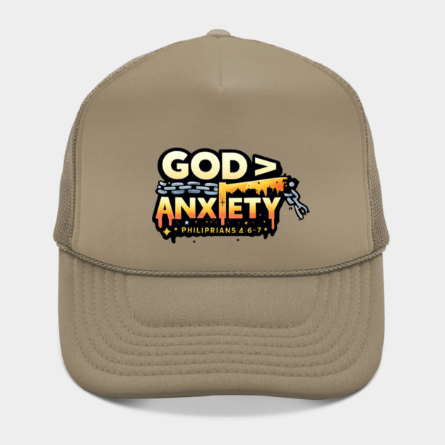 God Greater Than Anxiety Christian Typography Design | Faith Encouragement Art by Anne Lee