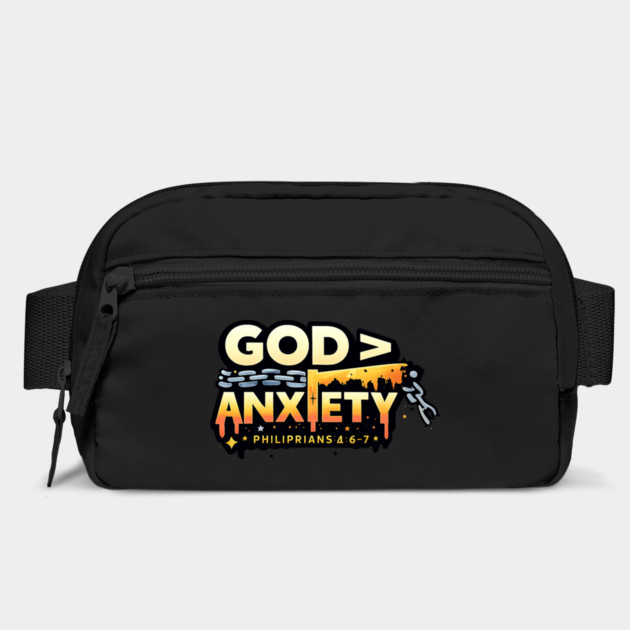 God Greater Than Anxiety Christian Typography Design | Faith Encouragement Art by Anne Lee