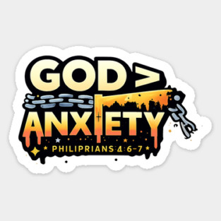 God Greater Than Anxiety Christian Typography Design | Faith Encouragement Art Magnet
