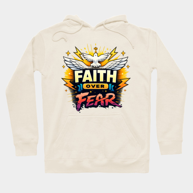 Faith Over Fear Christian Dove Design Hoodie by Anne Lee