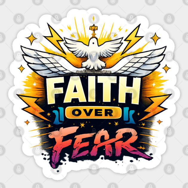 Faith Over Fear Christian Dove Design Sticker by Anne Lee