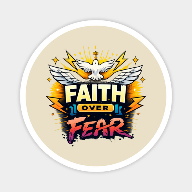 Faith Over Fear Christian Dove Design Magnet by Anne Lee