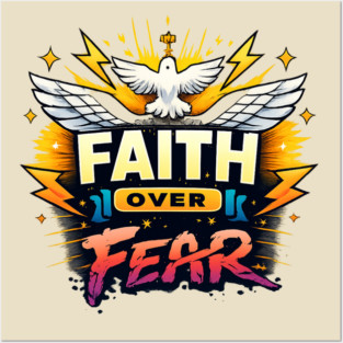 Faith Over Fear Christian Dove Design Posters and Art