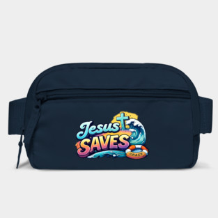 Jesus Saves Christian Faith Design | Grace Cross and Wave Illustration Bag