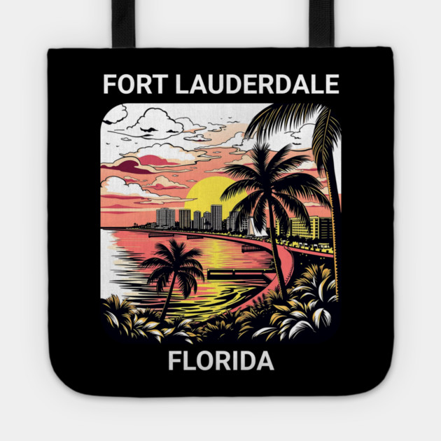 Vintage Fort Lauderdale Florida Beach - Retro 70s Spring Break Gift Tote by Pixel Threads 
