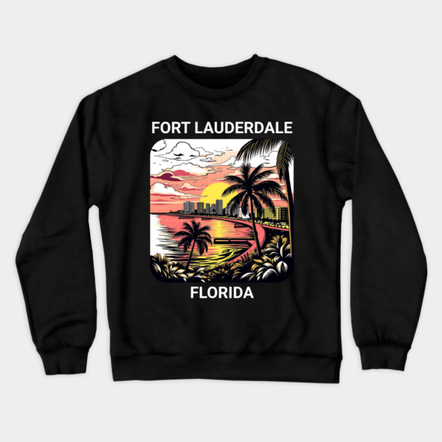 Vintage Fort Lauderdale Florida Beach - Retro 70s Spring Break Gift Crewneck Sweatshirt by Pixel Threads 