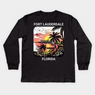 Vintage Fort Lauderdale Florida Beach - Retro 70s Spring Break Gift Kids Long Sleeve T-Shirt