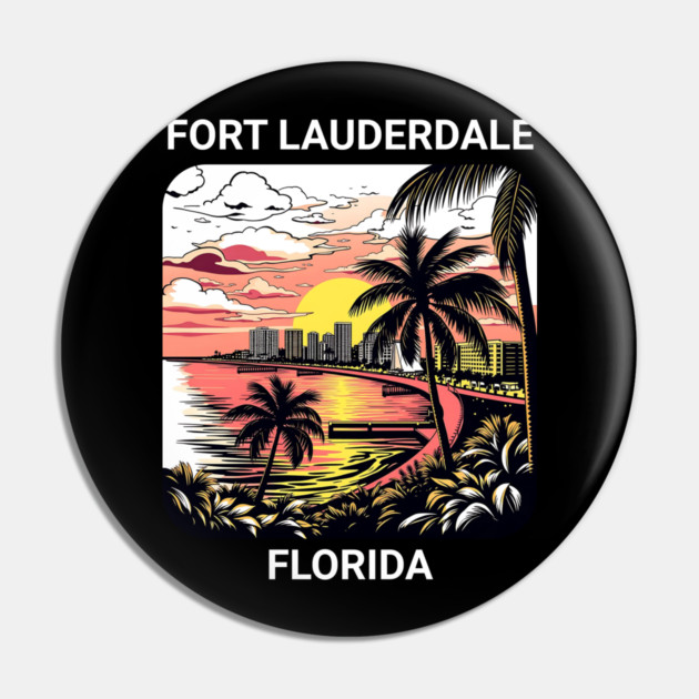 Vintage Fort Lauderdale Florida Beach - Retro 70s Spring Break Gift Pin by Pixel Threads 