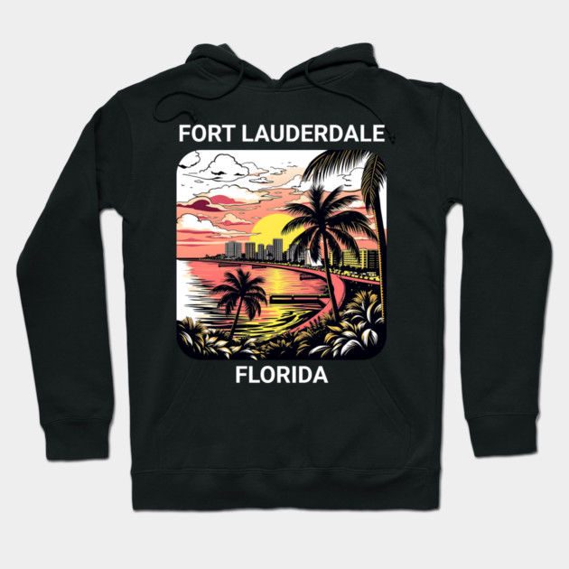 Vintage Fort Lauderdale Florida Beach - Retro 70s Spring Break Gift Hoodie by Pixel Threads 