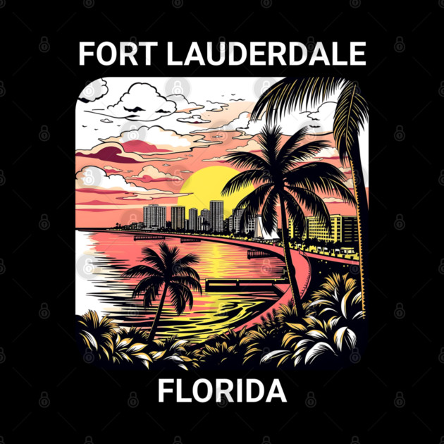 Vintage Fort Lauderdale Florida Beach - Retro 70s Spring Break Gift by Pixel Threads 