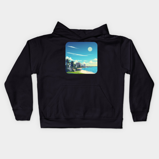 Fort Lauderdale Florida Beach, Spring Break Gift Kids Hoodie by Pixel Threads 