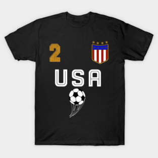 American USA Flag Soccer Jersey Favorite Lucky Number 2 Women Men T-Shirt