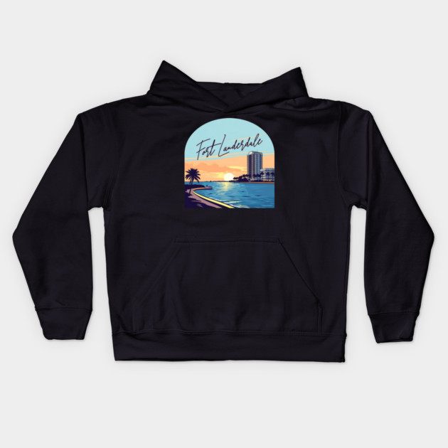 Fort Lauderdale Kids Hoodie by Pixel Threads 