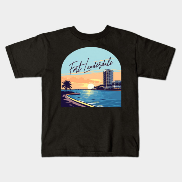 Fort Lauderdale Kids T-Shirt by Pixel Threads 