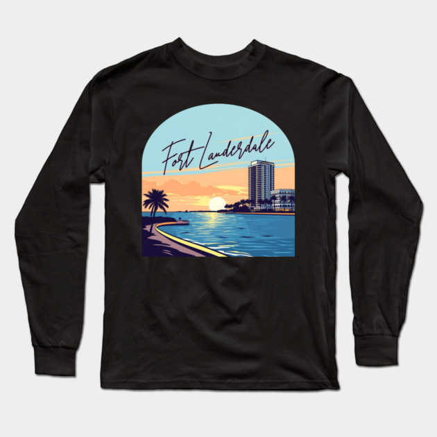Fort Lauderdale Long Sleeve T-Shirt by Pixel Threads 