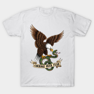 Eagle vs Snake Tattoo Art – Courage Over Fear, Neo Traditional American Tattoo Flash T-Shirt