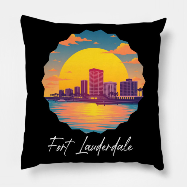 Fort Lauderdale, Florida Pillow by Pixel Threads 