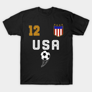 American USA Flag Soccer Jersey Favorite Lucky Number 12 Women Men T-Shirt