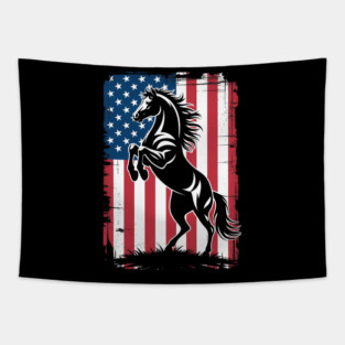 Horse American Flag USA 4th of July Men Women Boys Girls Tapestry