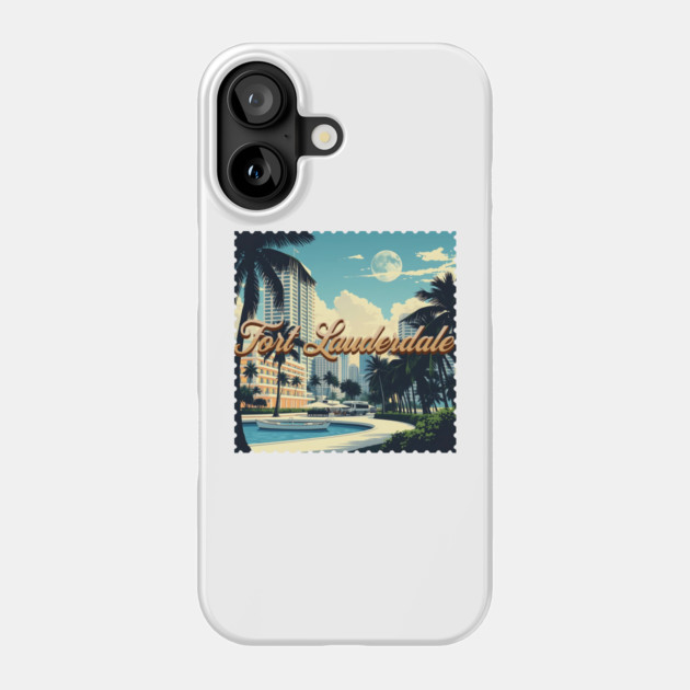 Vintage Fort Lauderdale Florida Beach - Retro 70s Spring Break Gift Phone Case by Pixel Threads 