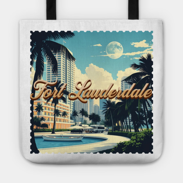 Vintage Fort Lauderdale Florida Beach - Retro 70s Spring Break Gift Tote by Pixel Threads 