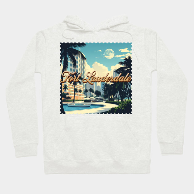 Vintage Fort Lauderdale Florida Beach - Retro 70s Spring Break Gift Hoodie by Pixel Threads 
