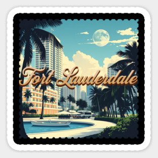 Vintage Fort Lauderdale Florida Beach - Retro 70s Spring Break Gift Sticker