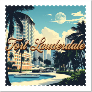 Vintage Fort Lauderdale Florida Beach - Retro 70s Spring Break Gift Posters and Art