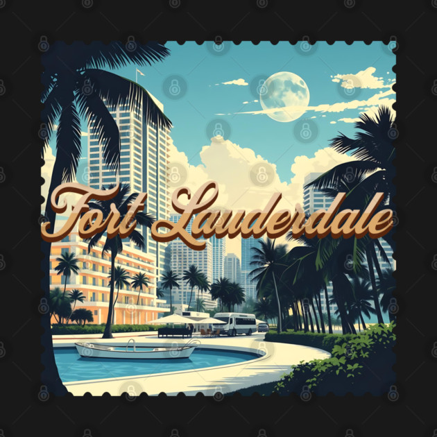 Vintage Fort Lauderdale Florida Beach - Retro 70s Spring Break Gift by Pixel Threads 