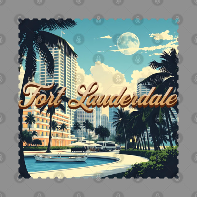 Vintage Fort Lauderdale Florida Beach - Retro 70s Spring Break Gift by Pixel Threads 