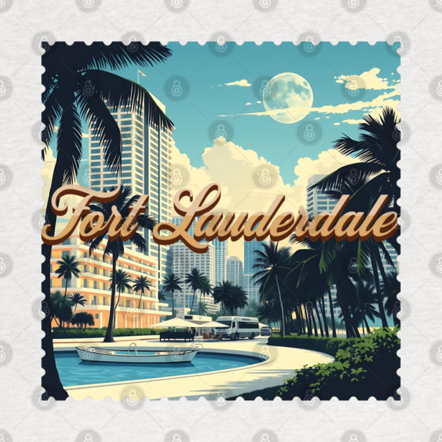 Vintage Fort Lauderdale Florida Beach - Retro 70s Spring Break Gift by Pixel Threads 