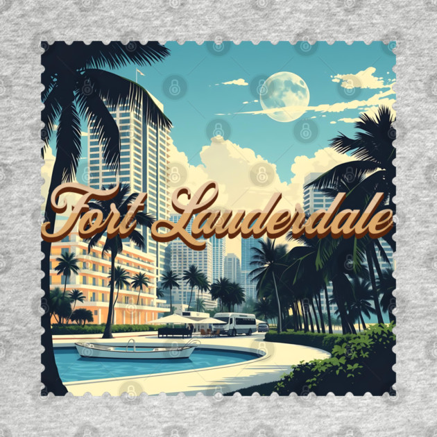 Vintage Fort Lauderdale Florida Beach - Retro 70s Spring Break Gift by Pixel Threads 