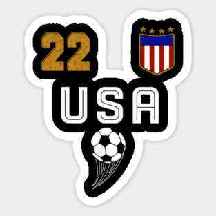 American USA Flag Soccer Jersey Favorite Lucky Number 22 Women Men Sticker