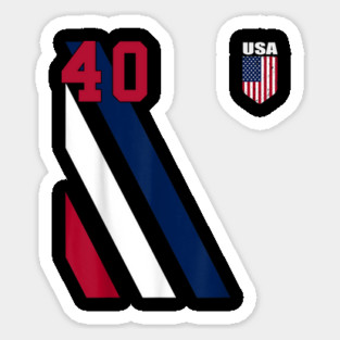 American USA Flag Soccer Jersey Favorite Lucky Number 40 Women Men Sticker