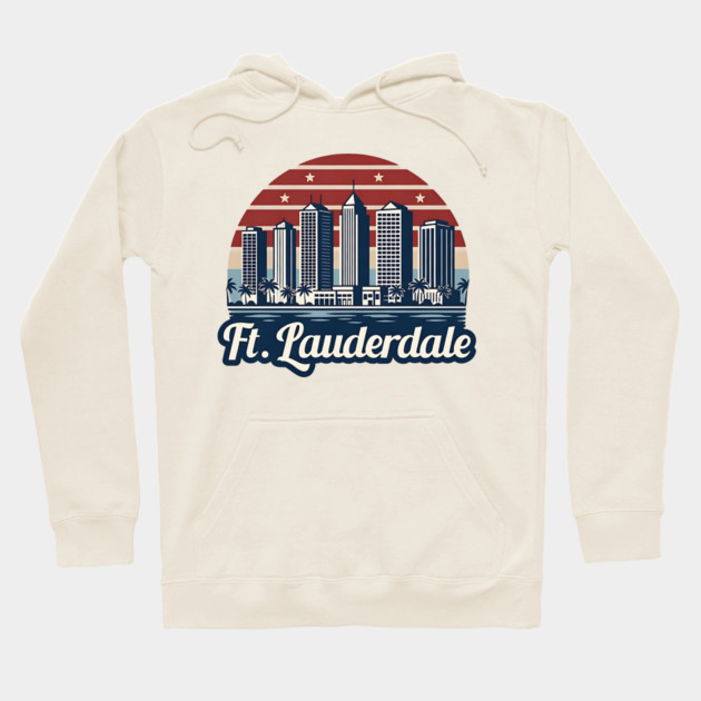 Vintage Ft. Lauderdale Fort Lauderdale Florida - Retro 70s Beach Sunset Gift Hoodie by Pixel Threads 