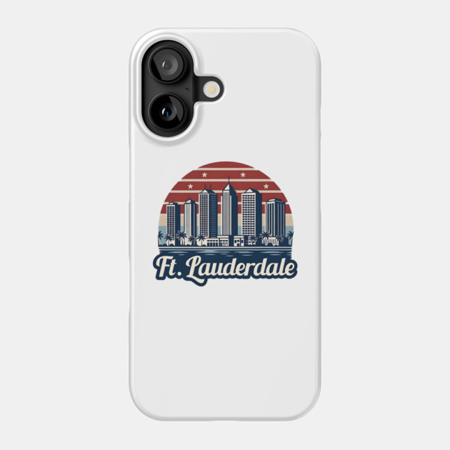 Vintage Ft. Lauderdale Fort Lauderdale Florida - Retro 70s Beach Sunset Gift Phone Case by Pixel Threads 