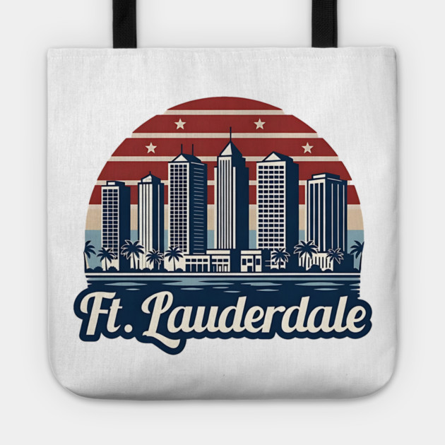 Vintage Ft. Lauderdale Fort Lauderdale Florida - Retro 70s Beach Sunset Gift Tote by Pixel Threads 