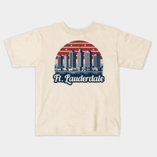 Vintage Ft. Lauderdale Fort Lauderdale Florida - Retro 70s Beach Sunset Gift Kids T-Shirt