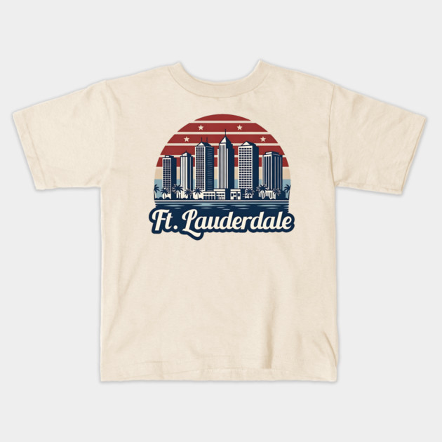 Vintage Ft. Lauderdale Fort Lauderdale Florida - Retro 70s Beach Sunset Gift Kids T-Shirt by Pixel Threads 