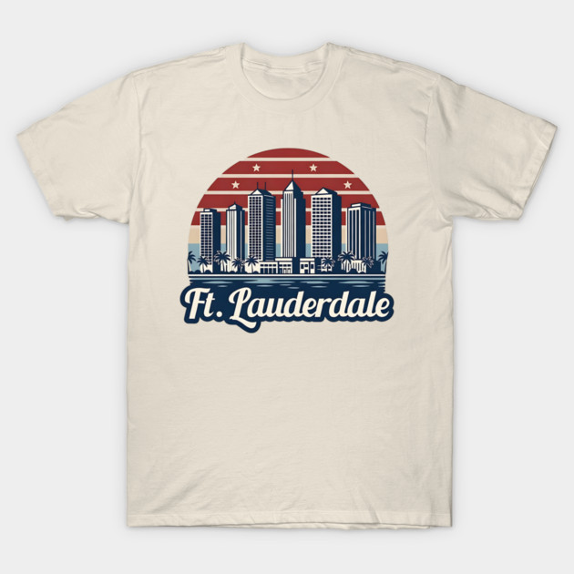 Vintage Ft. Lauderdale Fort Lauderdale Florida - Retro 70s Beach Sunset Gift T-Shirt by Pixel Threads 