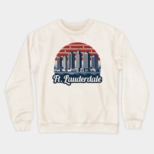Vintage Ft. Lauderdale Fort Lauderdale Florida - Retro 70s Beach Sunset Gift Crewneck Sweatshirt by Pixel Threads 