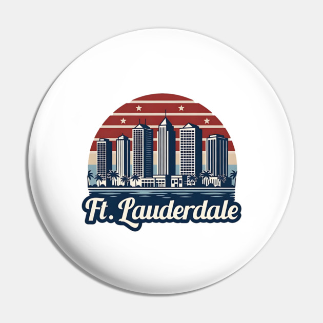Vintage Ft. Lauderdale Fort Lauderdale Florida - Retro 70s Beach Sunset Gift Pin by Pixel Threads 