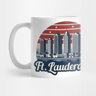 Vintage Ft. Lauderdale Fort Lauderdale Florida - Retro 70s Beach Sunset Gift Mug