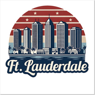 Vintage Ft. Lauderdale Fort Lauderdale Florida - Retro 70s Beach Sunset Gift Posters and Art