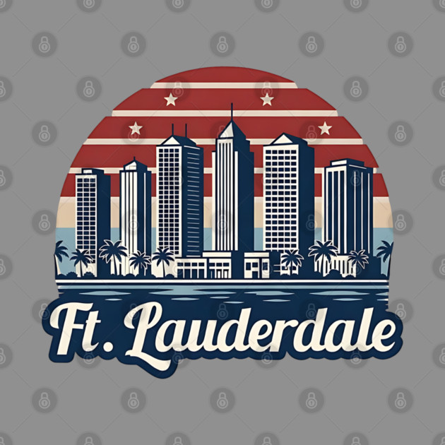 Vintage Ft. Lauderdale Fort Lauderdale Florida - Retro 70s Beach Sunset Gift by Pixel Threads 