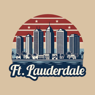 Vintage Ft. Lauderdale Fort Lauderdale Florida - Retro 70s Beach Sunset Gift T-Shirt