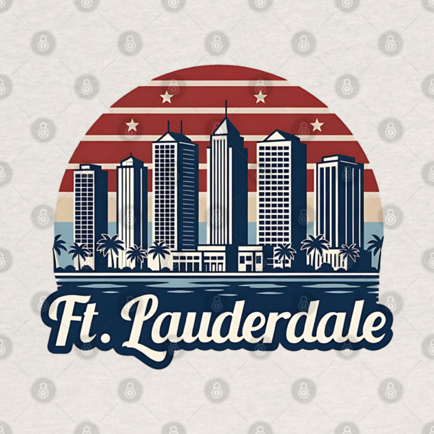 Vintage Ft. Lauderdale Fort Lauderdale Florida - Retro 70s Beach Sunset Gift by Pixel Threads 